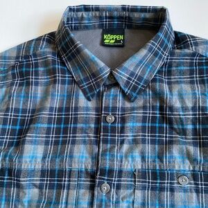 Koppen Men's Blue grey Plaid Shirt cotton long sleeve size L